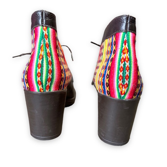 Killasumaq Mister Stenholm Dark Brown Leather Booties Serape Fabric Size EU 39 - Picture 4 of 17